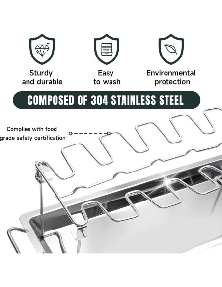 Soporte para Piernas de Pollo FIRELOOP Acero Inoxidable 12 Unidades