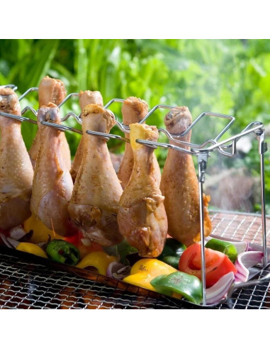 Soporte para Piernas de Pollo FIRELOOP Acero Inoxidable 12 Unidades