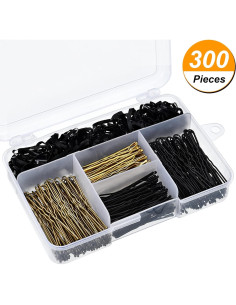 Set de 300 Horquillas y Bandas de Cabello Hicarer - Negro y Dorado 2