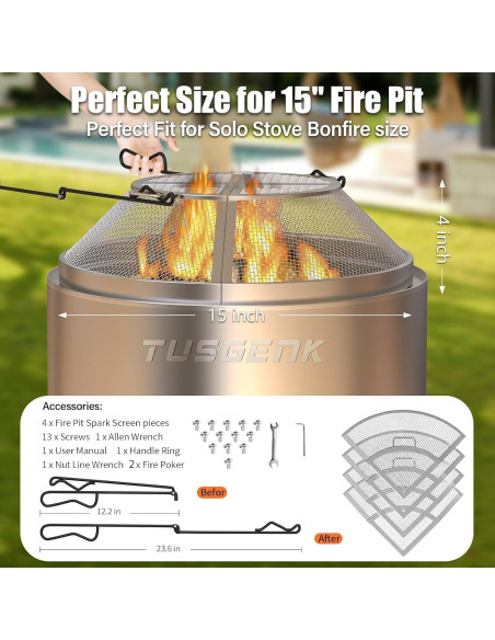 Pantalla de Chispas TUSGENK 15 Pulgadas Acero Inoxidable