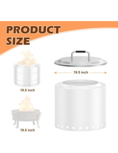 Tapa de Fogata MOASKER 19.5" Acero Inoxidable Redonda 2