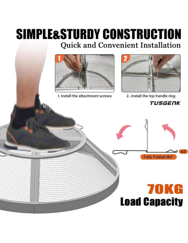 Pantalla de Chispas TUSGENK 15 Pulgadas Acero Inoxidable