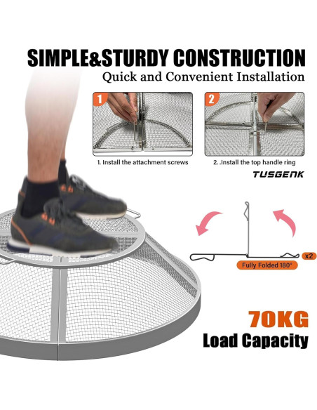 Pantalla de Chispas TUSGENK 15 Pulgadas Acero Inoxidable