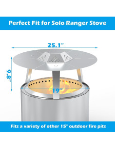 Difusor de Calor LS'BABQ para Fogón Solo Stove Bonfire 19" 2