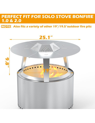 Deflector de Calor BBQ-PLUS para Fogata Solo Stove 19"