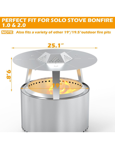 Deflector de Calor BBQ-PLUS para Fogata Solo Stove 19"