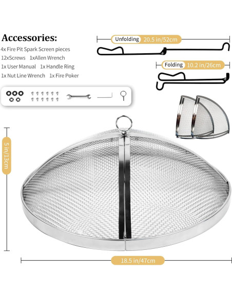 Pantalla Protectora de Fogata Baitedelai 49.5 cm Acero Inoxidable