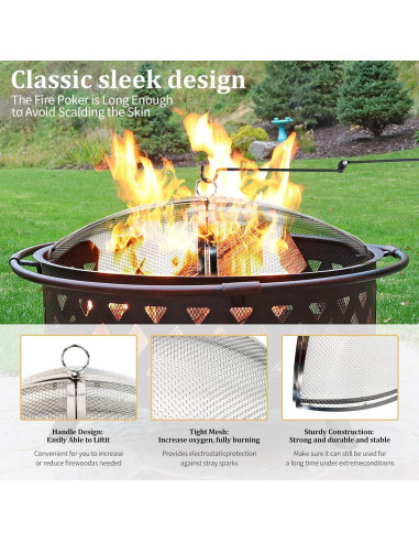 Pantalla Protectora de Fogata Baitedelai 49.5 cm Acero Inoxidable