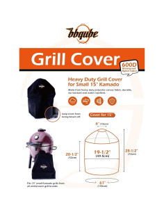Funda de Parrilla BBQube para Kamado 15" Negra Impermeable 2