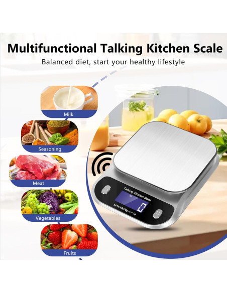 Báscula de Cocina Hablante Awaiymi 5kg Acero Inoxidable