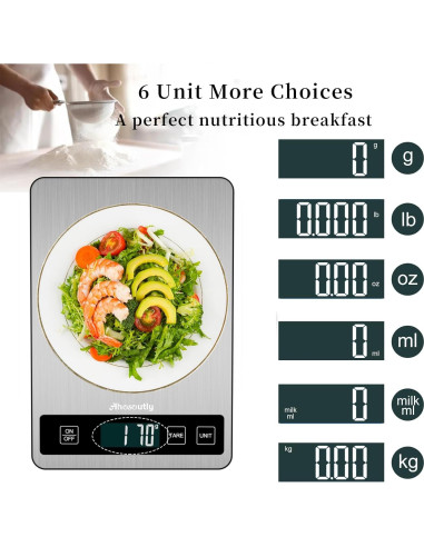 Báscula Digital de Cocina Ahosoutly 10kg con Pantalla LCD