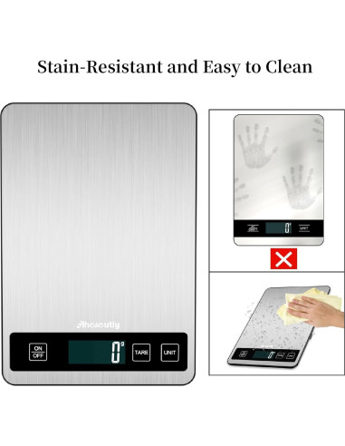 Báscula Digital de Cocina Ahosoutly 10kg con Pantalla LCD