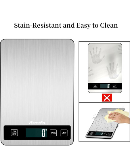 Báscula Digital de Cocina Ahosoutly 10kg con Pantalla LCD