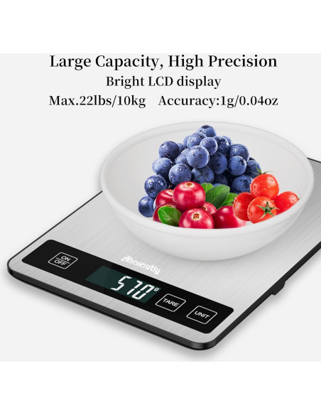 Báscula Digital de Cocina Ahosoutly 10kg con Pantalla LCD