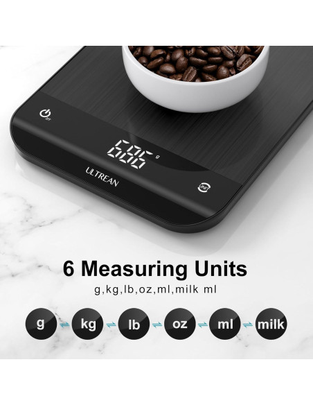 Báscula de Cocina Digital Ultrean UL-FS01, 5kg, Pantalla LED