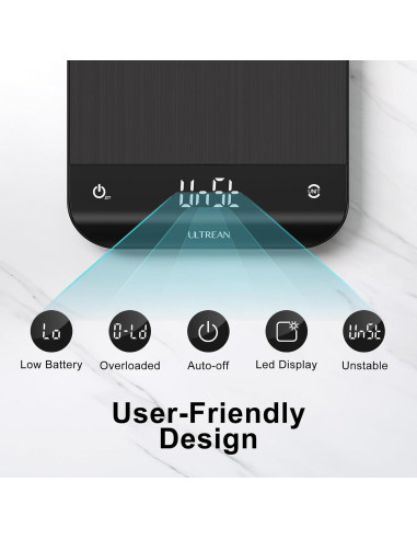 Báscula de Cocina Digital Ultrean UL-FS01, 5kg, Pantalla LED