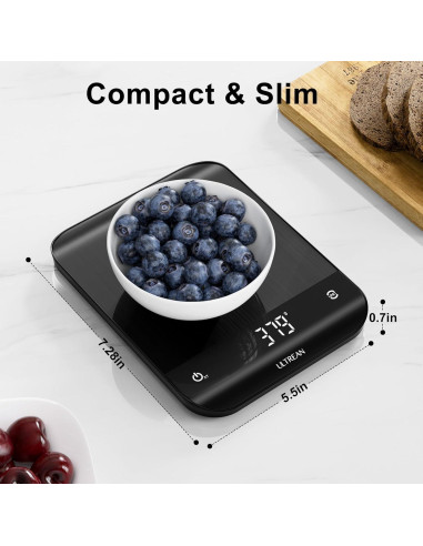 Báscula de Cocina Digital Ultrean UL-FS01, 5kg, Pantalla LED