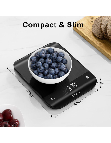 Báscula de Cocina Digital Ultrean UL-FS01, 5kg, Pantalla LED