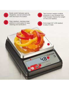 Balanza Digital Taylor TE10FT 5 kg con Función de Tara y Retención 2