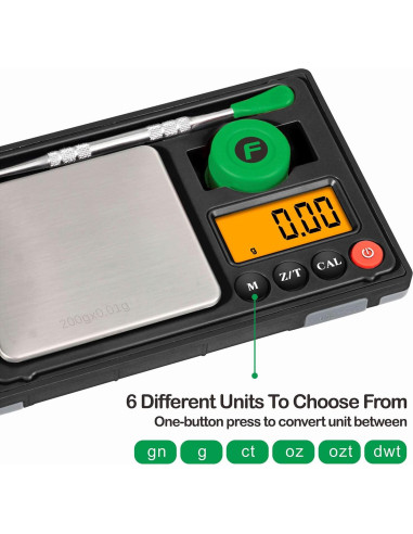 Báscula de bolsillo Fuzion HIVE-200, 200g/0.01g, Recargable