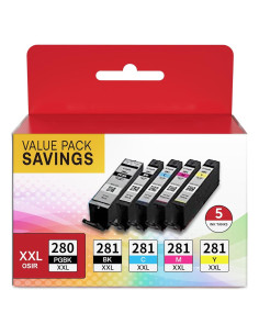 Cartuchos de Tinta Compatible Canon 280 281 XXL - Paquete de 5