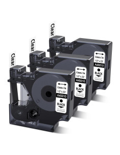 Cinta de Etiqueta Dymo D1 COLORWING 12mm x 7m Negra Transparente