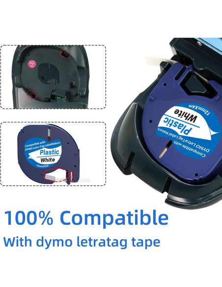 10 Recargas Cinta Etiquetadora Dymo LetraTag 12mm x 4m