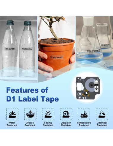 Cinta de Etiqueta Dymo D1 COLORWING 12mm x 7m Negra Transparente