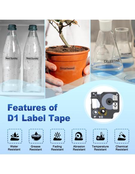 Cinta de Etiqueta Dymo D1 COLORWING 12mm x 7m Negra Transparente