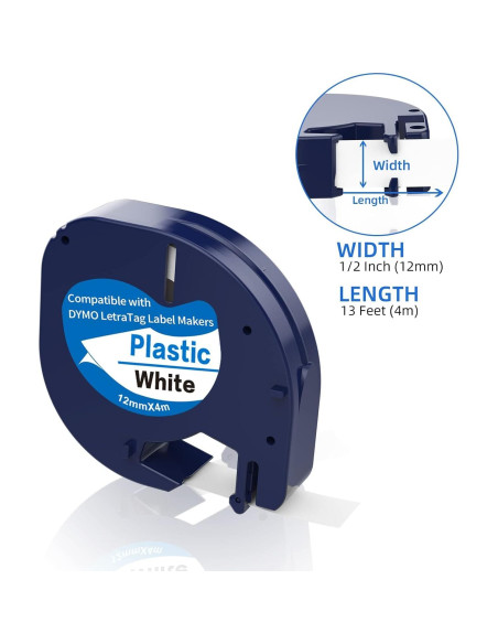 10 Recargas Cinta Etiquetadora Dymo LetraTag 12mm x 4m