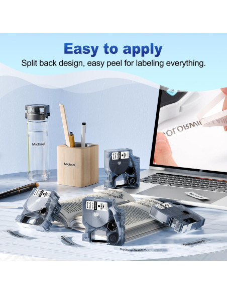 Cinta de Etiqueta Dymo D1 COLORWING 12mm x 7m Negra Transparente