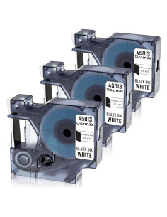 Cintas de Etiqueta Oozmas Dymo 45013 Negro sobre Blanco 12mm