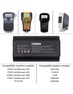 Batería Reemplazo Li-ion 7.4V 650mAh para DYMO 260P 280 PnP 2