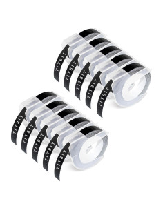 Cinta de Embossing TITBIT 10 Rollos 3/8" Negro para DYMO