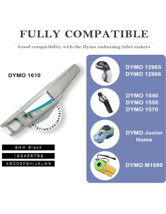 Cinta de Embossing TITBIT 10 Rollos 3/8" Negro para DYMO 2