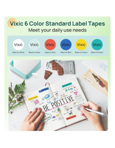 Paquete de 6 Cintas de Etiquetas Vixic D1 12mm para DYMO 2