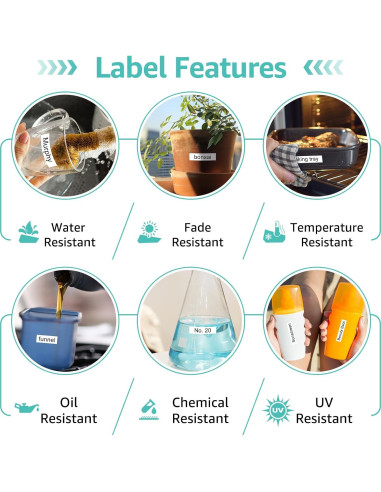 Cinta de Etiqueta NineLeaf 10PK Dymo D1 12mm Negro sobre Blanco