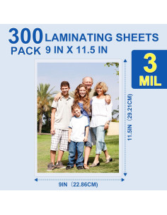 Paquete de 300 Hojas de Laminado BURVAGY 3 Mil Carta 22.86x29.21 cm 2