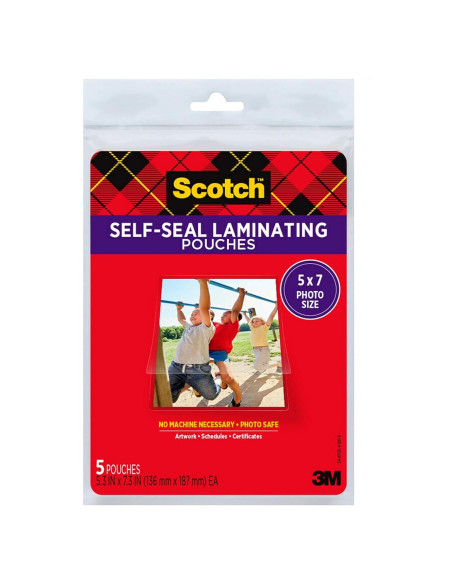 Bolsa de Laminado Brillante Scotch 5x7 cm, Paquete de 5