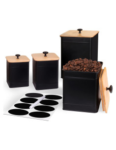 Conjunto de 4 Tarros de Almacenamiento Dualshine - Negro