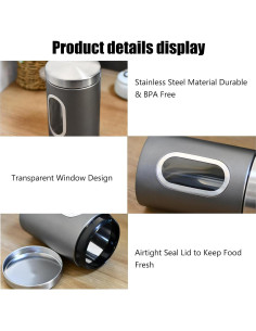 Conjunto de Tarros de Almacenamiento QYQRQF - 3 Piezas Acero Inoxidable 2