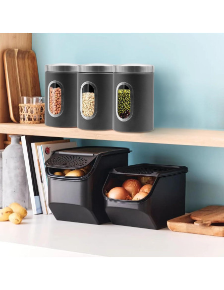 Conjunto de Tarros de Almacenamiento QYQRQF - 3 Piezas Acero Inoxidable