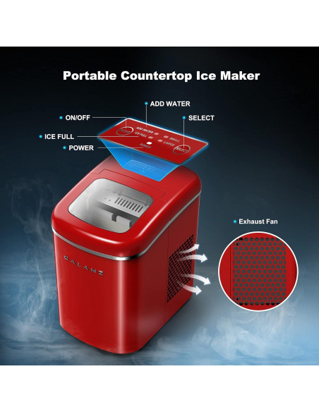 Máquina de Hielo Eléctrica Galanz 11.79 kg 2 Tamaños Rojo