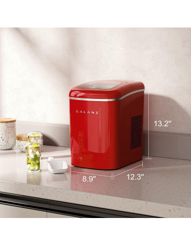 Máquina de Hielo Eléctrica Galanz 11.79 kg 2 Tamaños Rojo