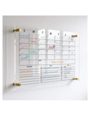 Calendario Acrílico Transparente IJIJIJ 60x40cm Pizarra Mensual