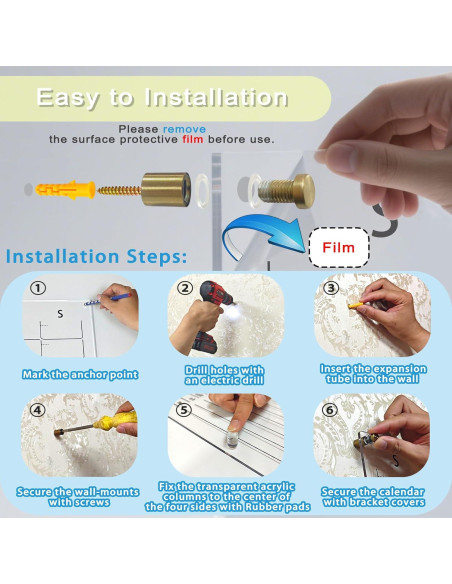 Calendario Acrílico Transparente IJIJIJ 60x40cm Pizarra Mensual