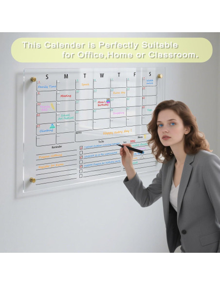 Calendario Acrílico Transparente IJIJIJ 60x40cm Pizarra Mensual