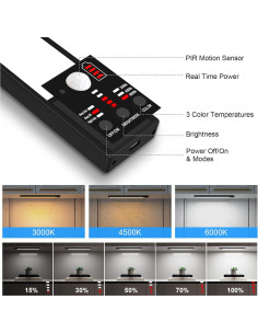 YELKO Luz Bajo Gabinete 30cm con Sensor de Movimiento Recargable 2