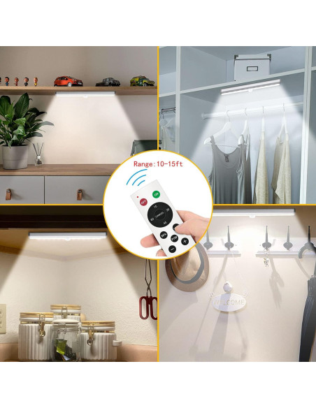Luces LED Bajo Gabinete Diomart, 4 Pcs Recargables con Control Remoto