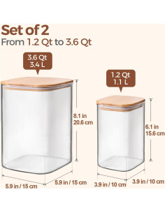 Contenedores de Almacenamiento de Alimentos ComSaf 3.6L y 1.2L Vidrio 2